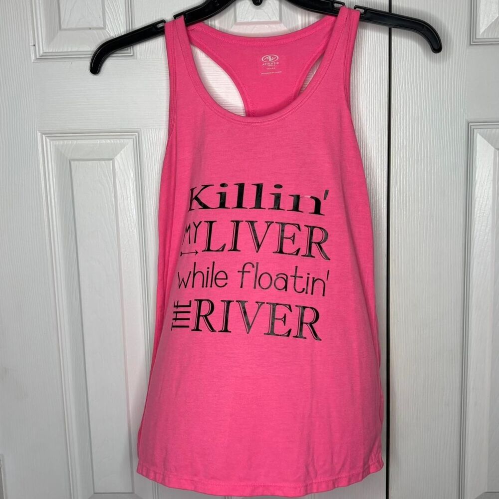 Athletic Works Small Pink Racerback Tank Graphic Top